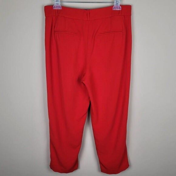 A.L.C. Size 8 Russel Cropped Button Fly Crepe Pants Trousers Red - Picture 5 of 12